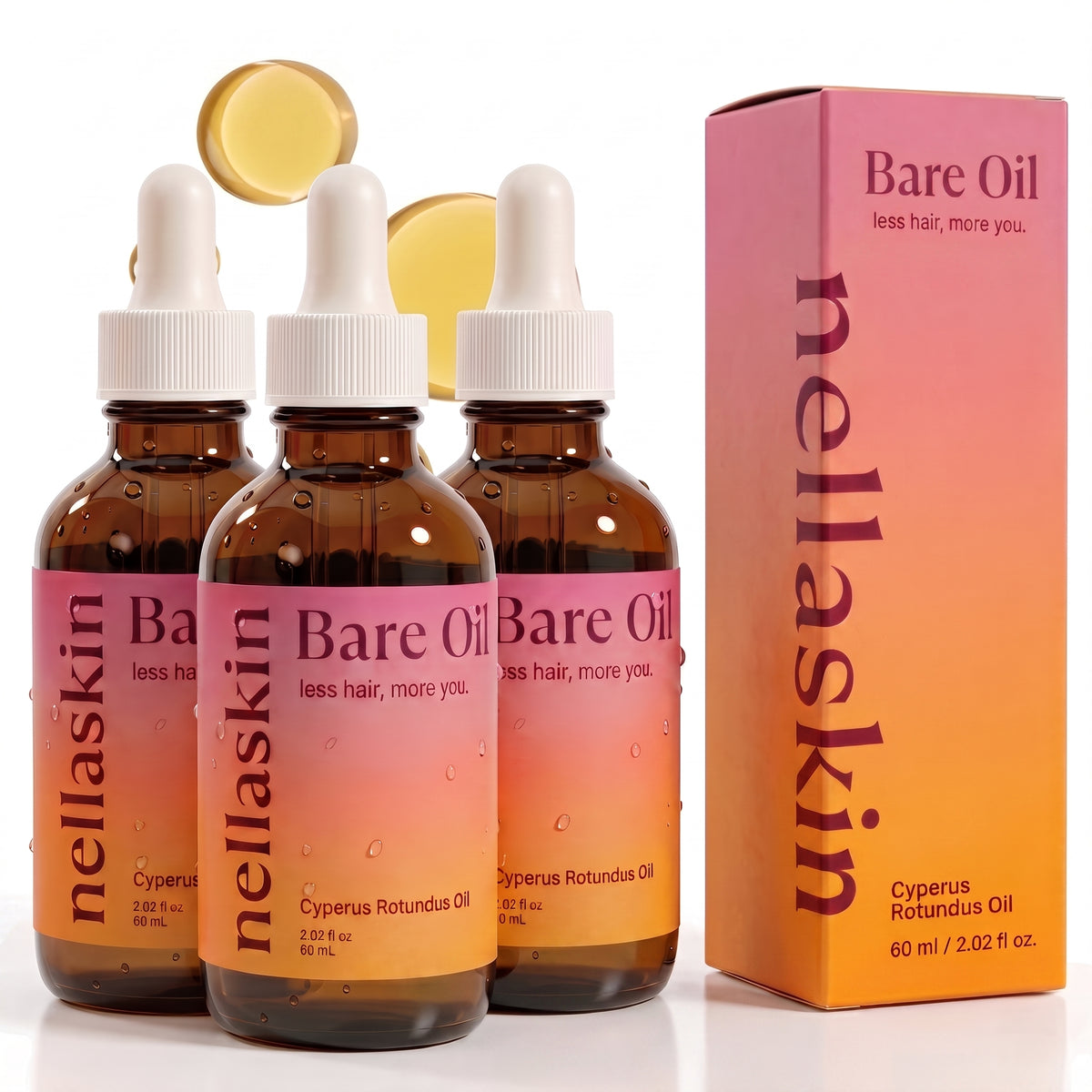 nellaskin Bare Oil Cyperus Rotundus Oil - 3 Bottles 60ml/2oz (3-Pack) nellaskin