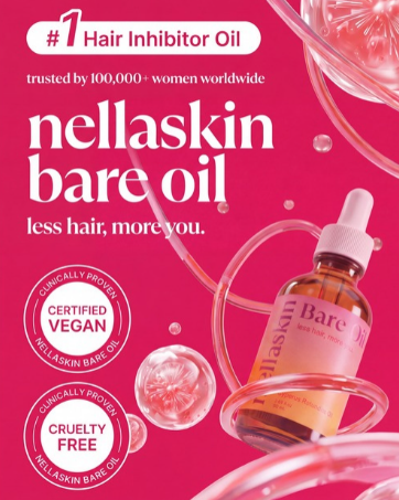 nellaskin Bare Oil, the #1 hair inhibitor oil in the USA
